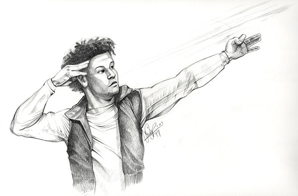 CS027: Patrick Mahomes Pencil Illustration