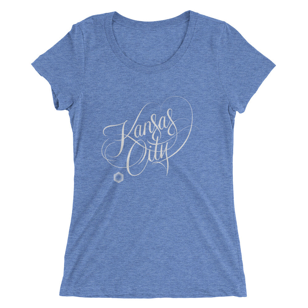 Kansas City Script: Ladies Tri-Blend Short Sleeve T-shirt