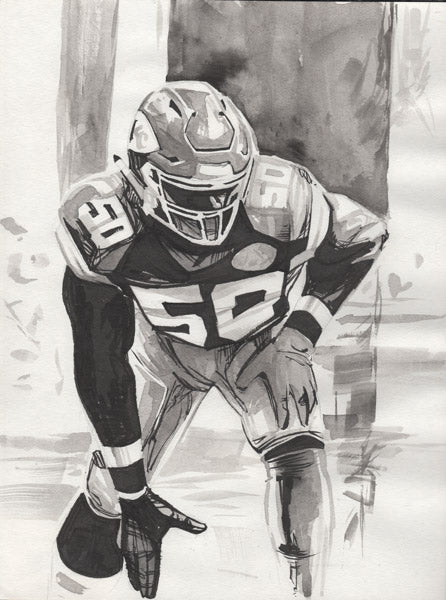 CS009: Justin Houston Ink + Brush 1 of 1 (Framed After Purchase)